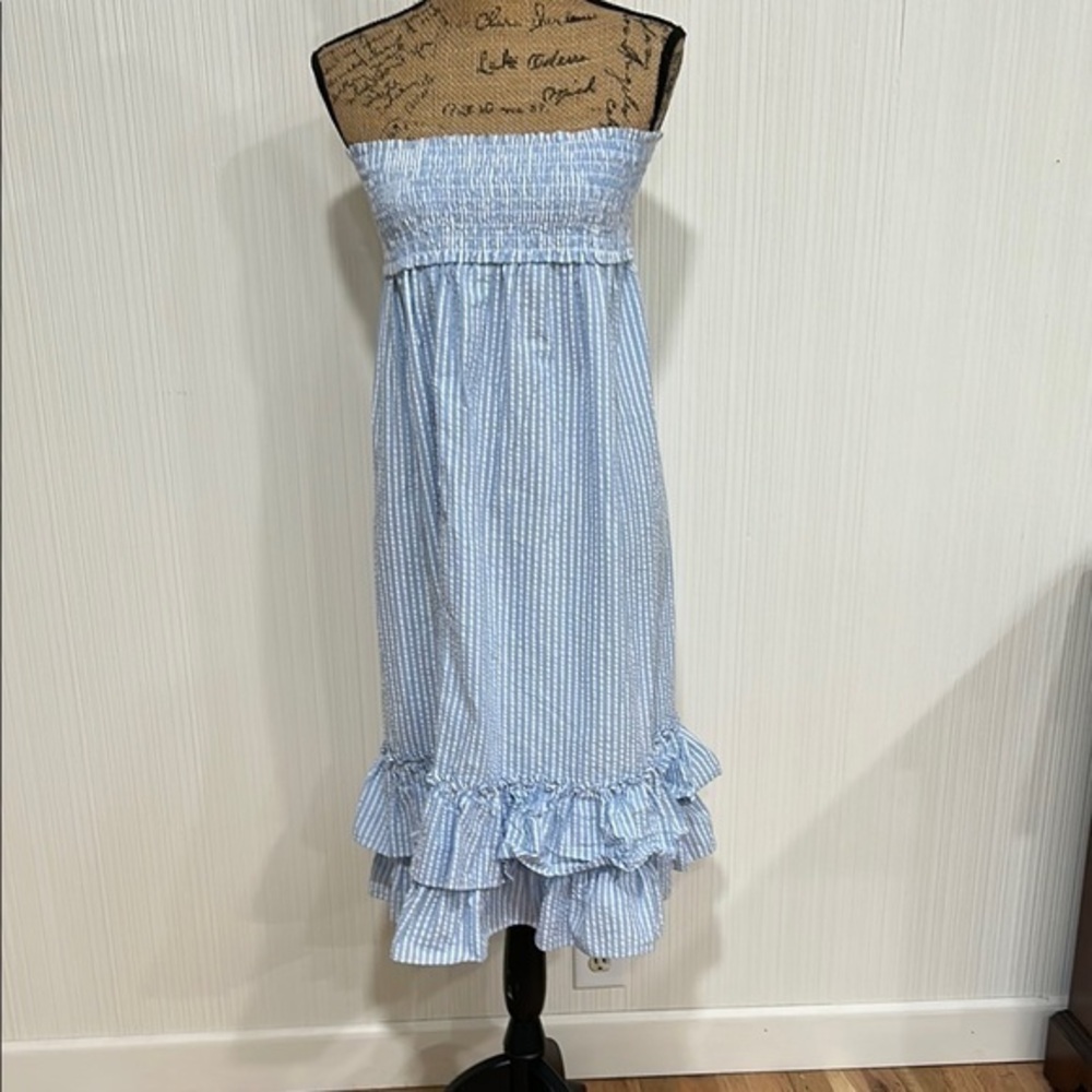 Blue and White Strapless Dress/ Skirt/Coverup